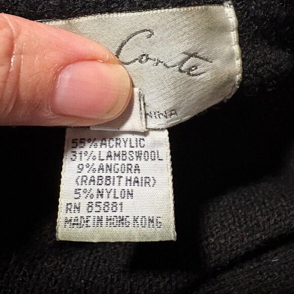 Vintage Paola Conte Beaded Angora Wool Sweater Black Floral Embellished – Size M - Picture 8 of 9